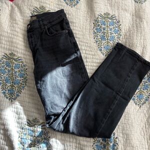 7 for all mankind straight leg jeans washed black